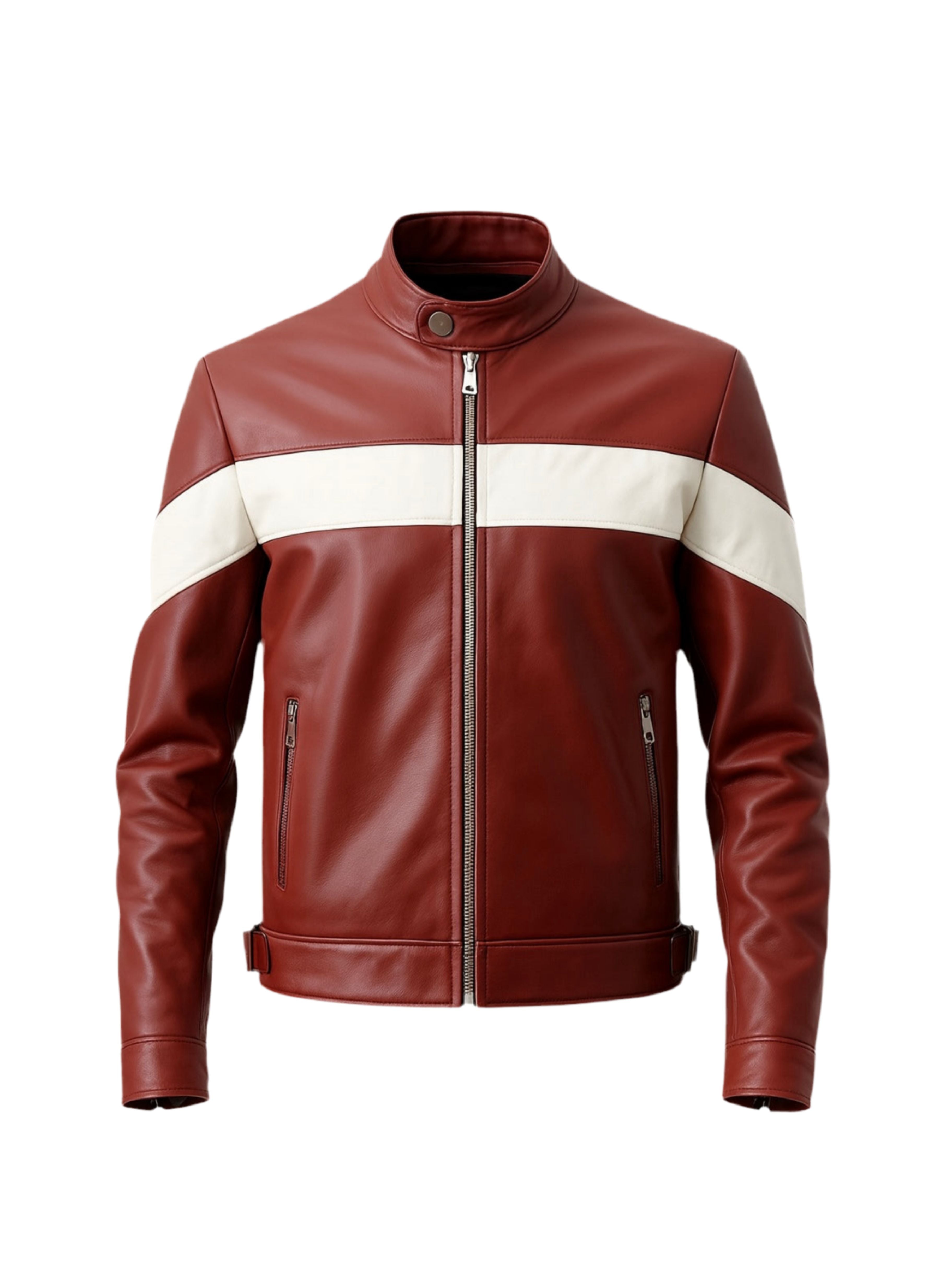 TORQUE – Red Striped Racer Leather Jacket