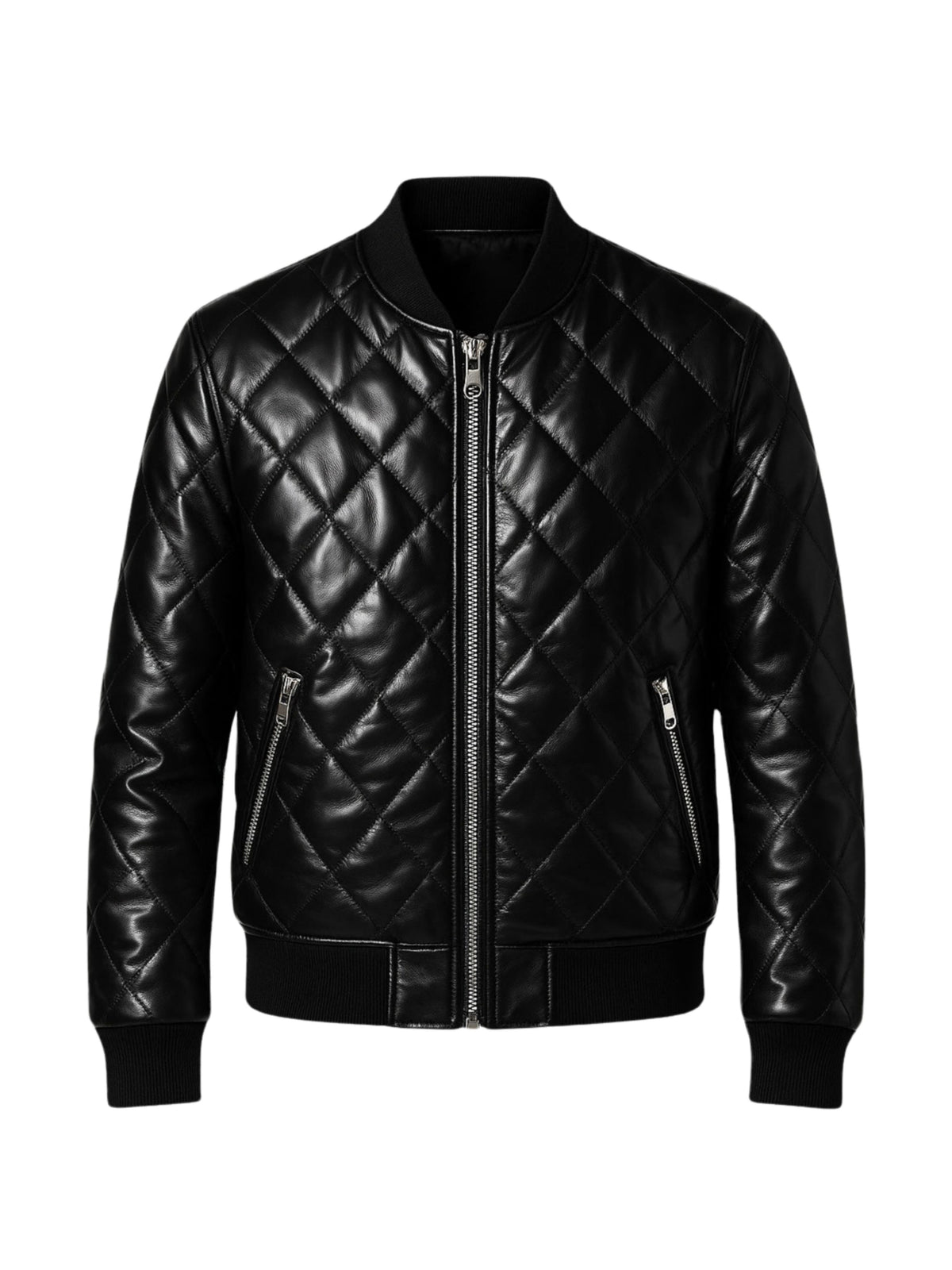 QUILL – Black Quilted Bomber Leather Jacket