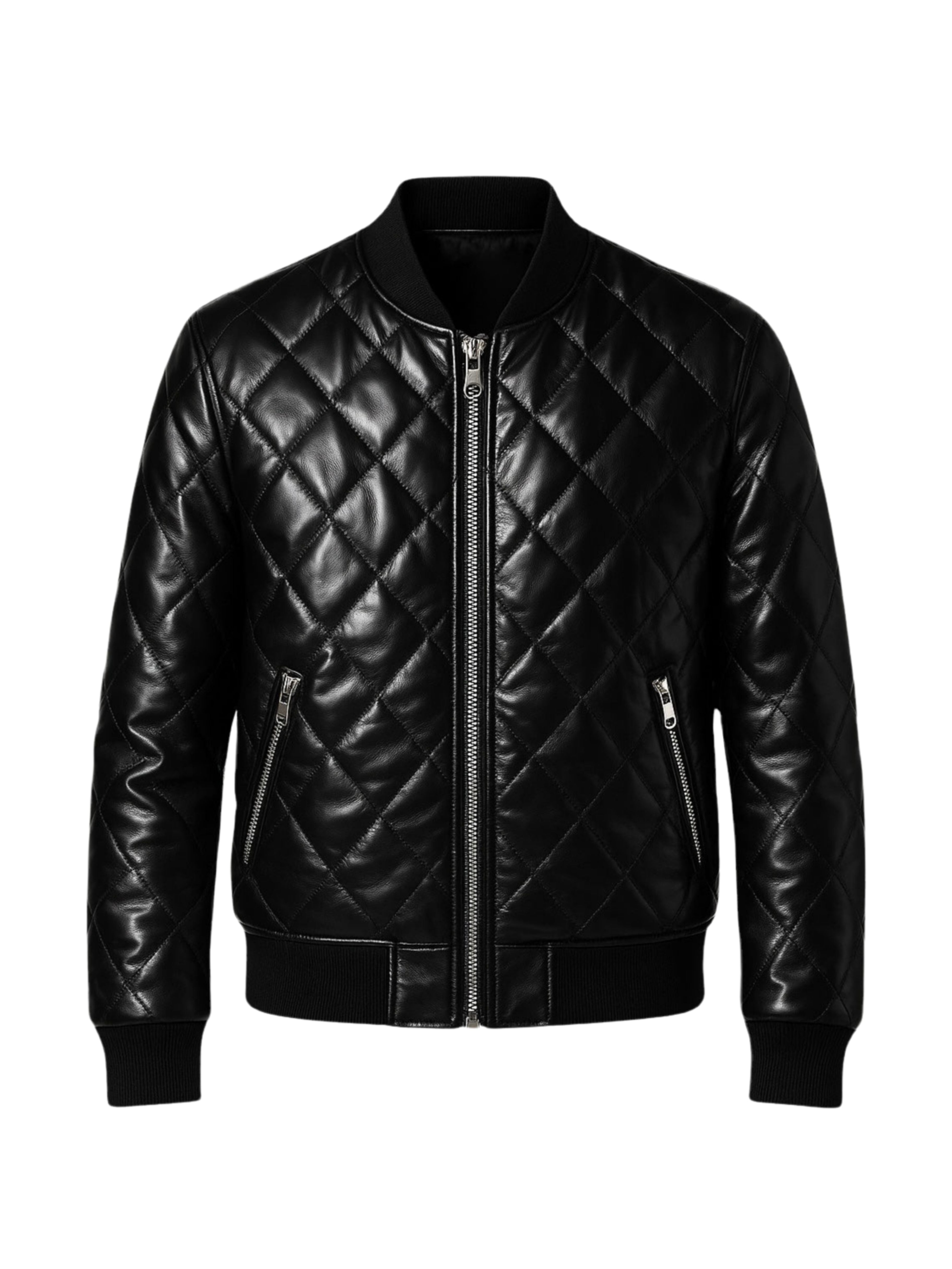 QUILL – Black Quilted Bomber Leather Jacket