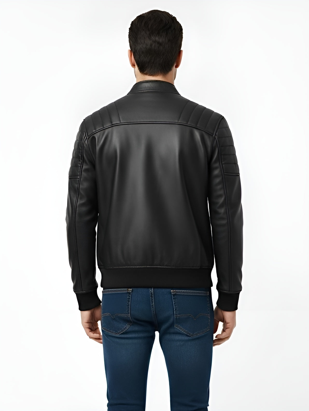 HAWK – Black Bomber Leather Jacket