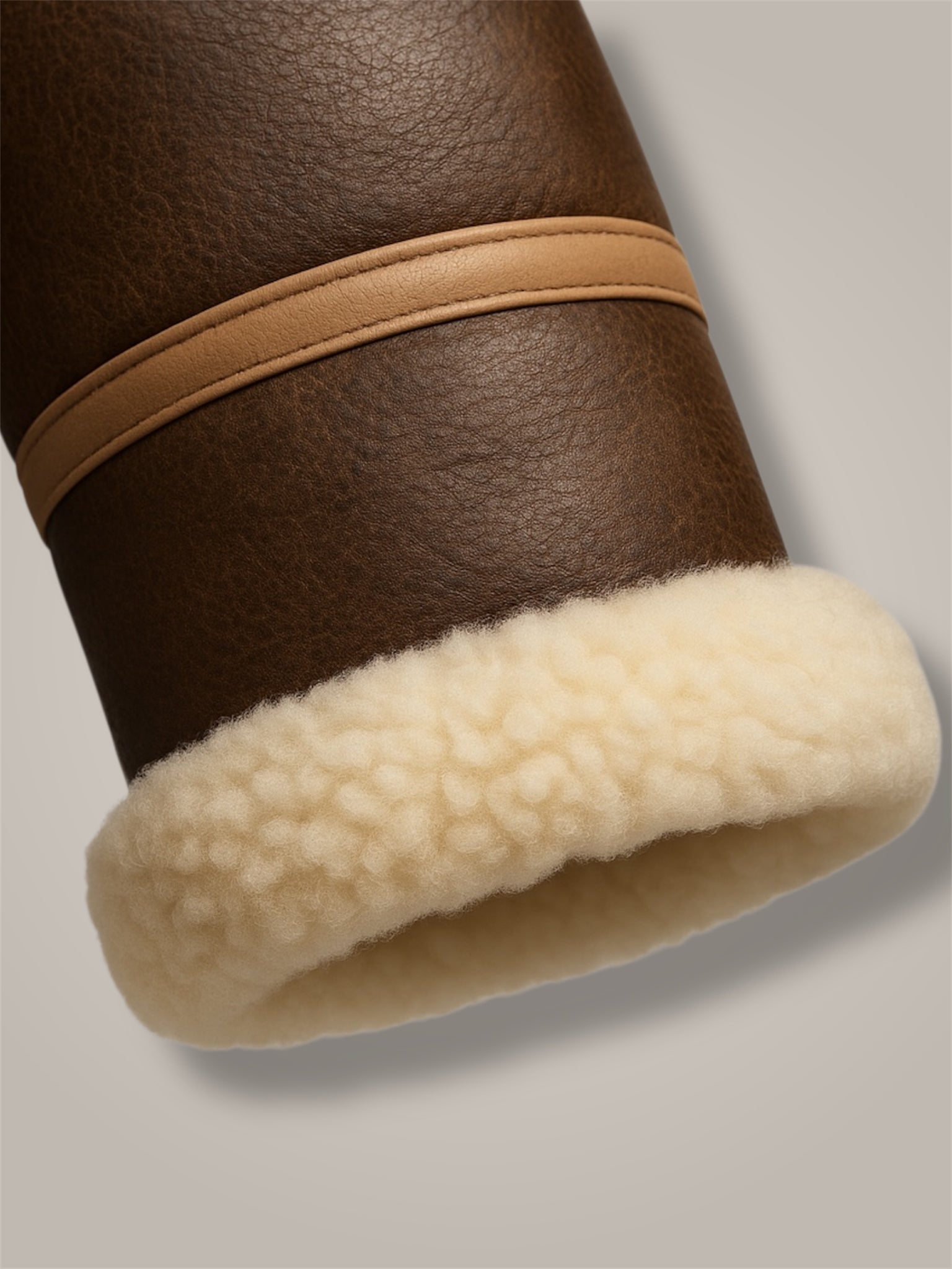 closeup shot of cuffs with shearling 
