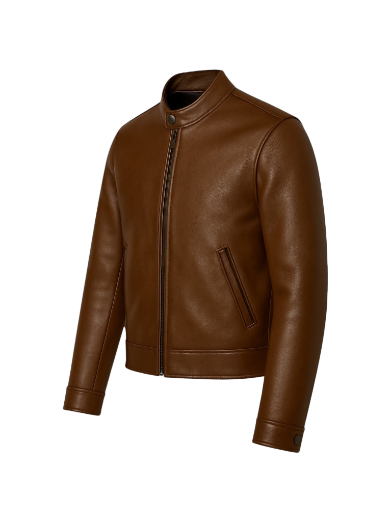 DRIFTER - Brown Café Racer Leather Jacket